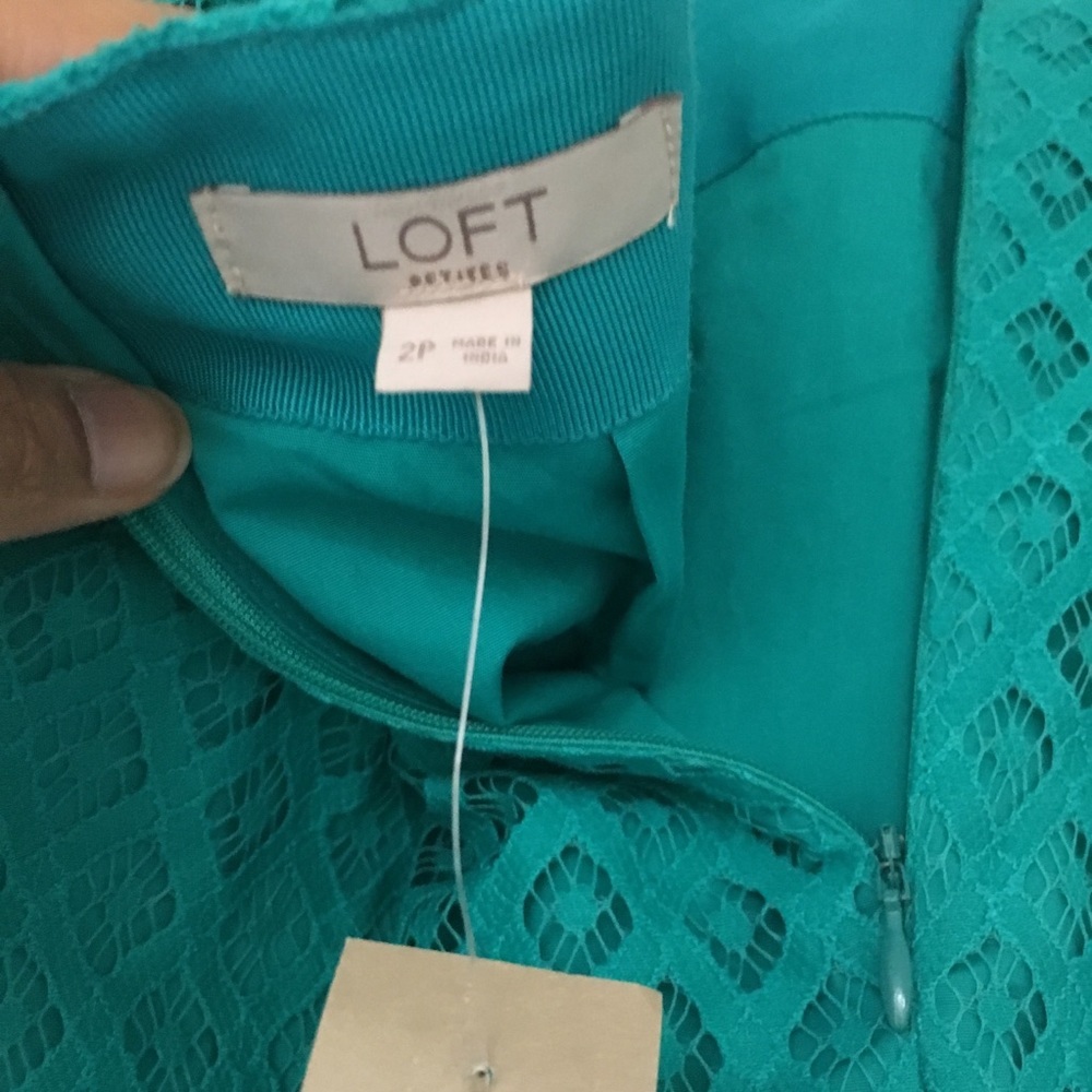 NWT Ann Taylor Loft teal lace pencil skirt 2P - Picture 6 of 6